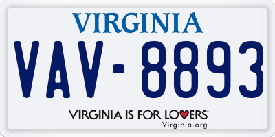 VA license plate VAV8893