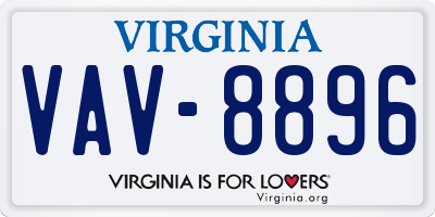 VA license plate VAV8896