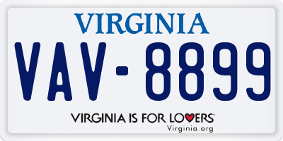 VA license plate VAV8899