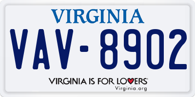 VA license plate VAV8902