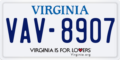 VA license plate VAV8907