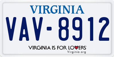VA license plate VAV8912