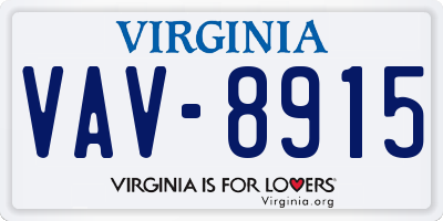 VA license plate VAV8915