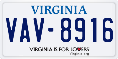VA license plate VAV8916