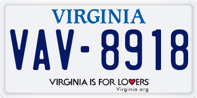VA license plate VAV8918