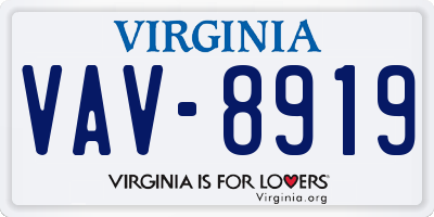 VA license plate VAV8919