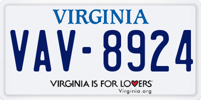 VA license plate VAV8924