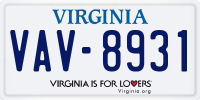 VA license plate VAV8931