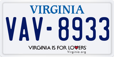VA license plate VAV8933