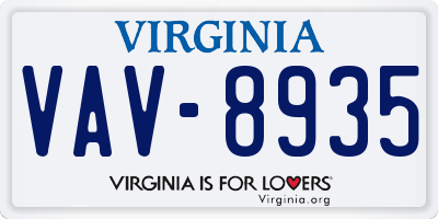 VA license plate VAV8935