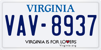 VA license plate VAV8937
