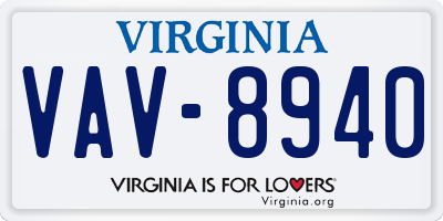 VA license plate VAV8940