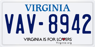 VA license plate VAV8942