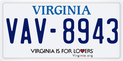 VA license plate VAV8943