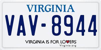 VA license plate VAV8944