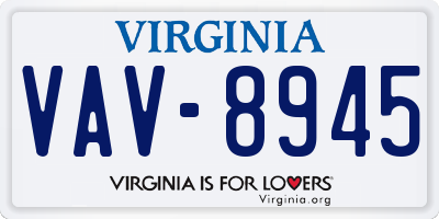 VA license plate VAV8945