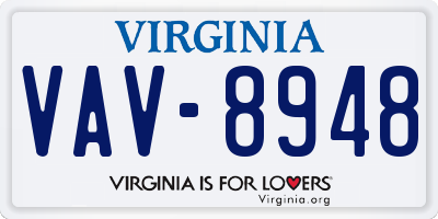 VA license plate VAV8948