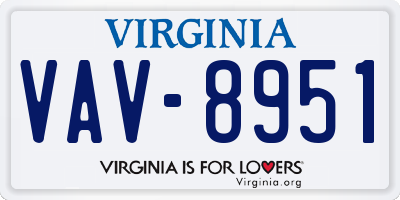 VA license plate VAV8951
