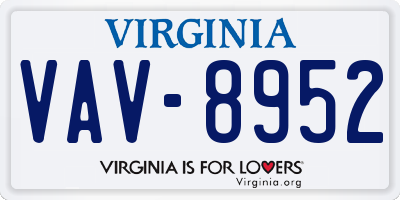 VA license plate VAV8952