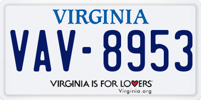 VA license plate VAV8953