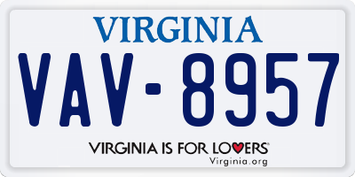VA license plate VAV8957
