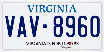 VA license plate VAV8960