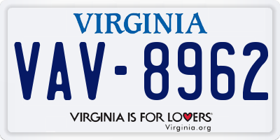 VA license plate VAV8962