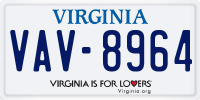VA license plate VAV8964