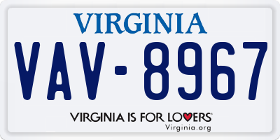 VA license plate VAV8967