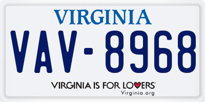 VA license plate VAV8968
