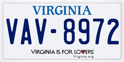 VA license plate VAV8972