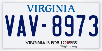 VA license plate VAV8973