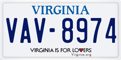 VA license plate VAV8974