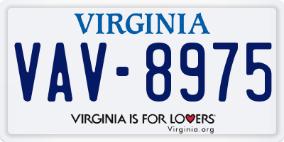 VA license plate VAV8975