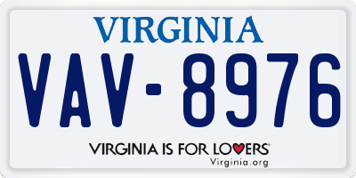 VA license plate VAV8976
