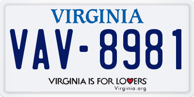 VA license plate VAV8981