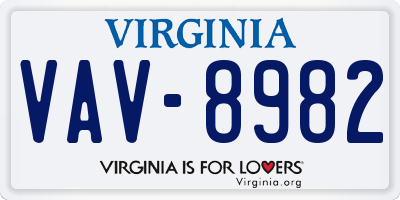 VA license plate VAV8982
