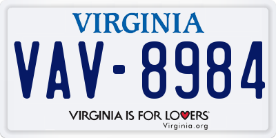 VA license plate VAV8984