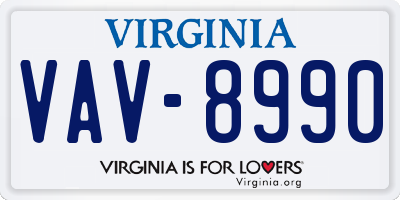 VA license plate VAV8990