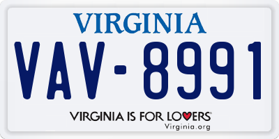 VA license plate VAV8991