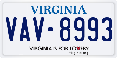 VA license plate VAV8993