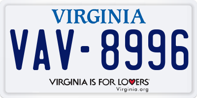 VA license plate VAV8996