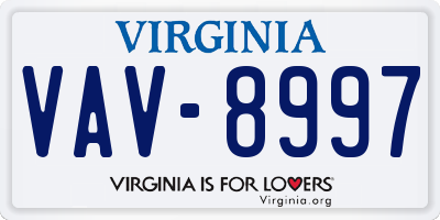 VA license plate VAV8997