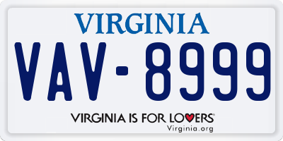 VA license plate VAV8999