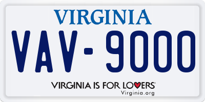 VA license plate VAV9000