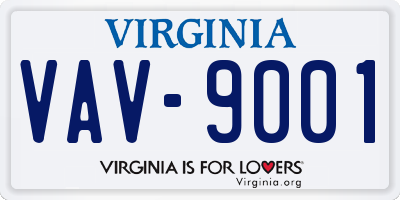VA license plate VAV9001