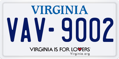 VA license plate VAV9002