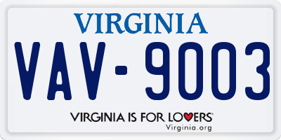VA license plate VAV9003