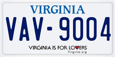 VA license plate VAV9004