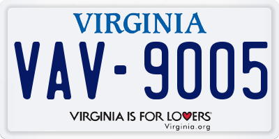 VA license plate VAV9005